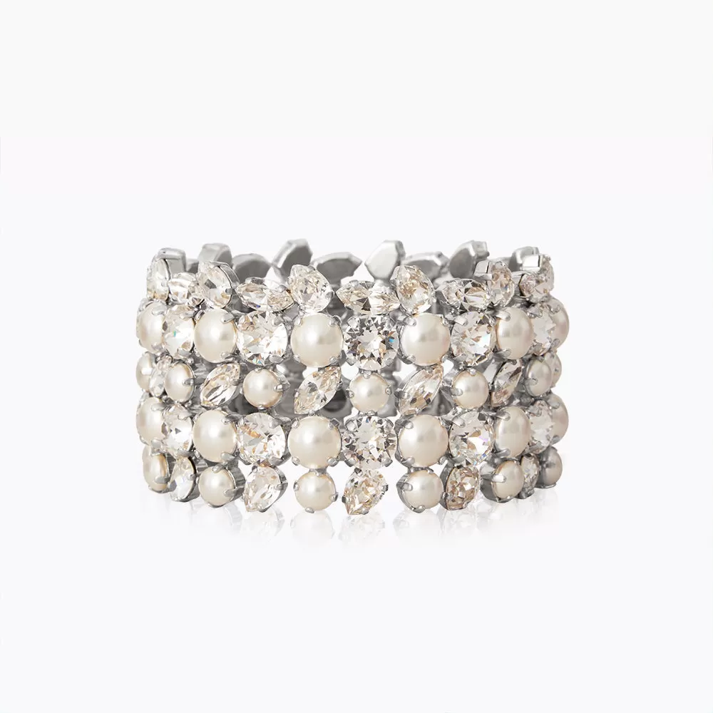 Multi Cuff Bracelet / Pearl   Crystal