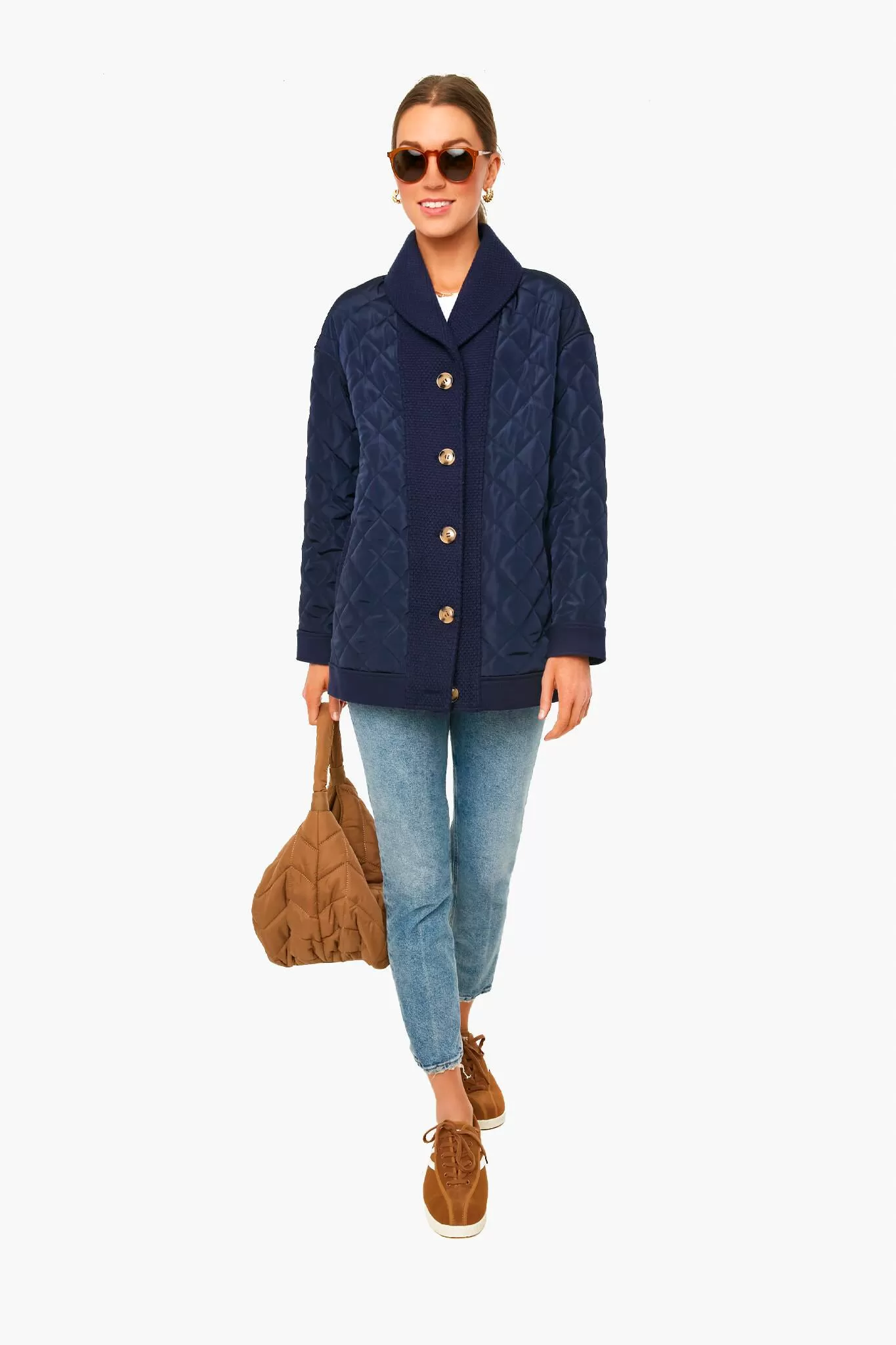 Navy Quilted Everett Coat