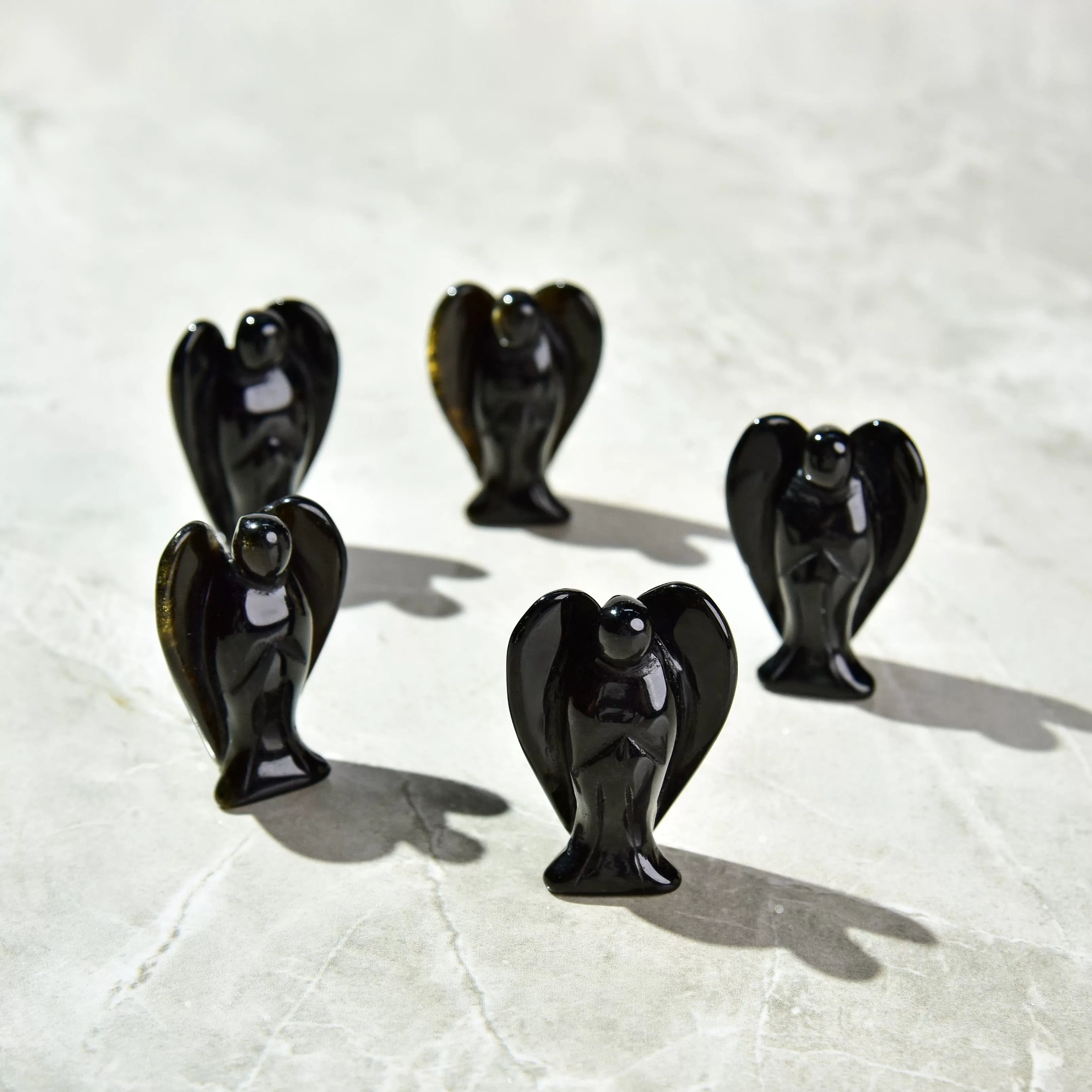 Obsidian Angel 2 Natural Gemstone Carving