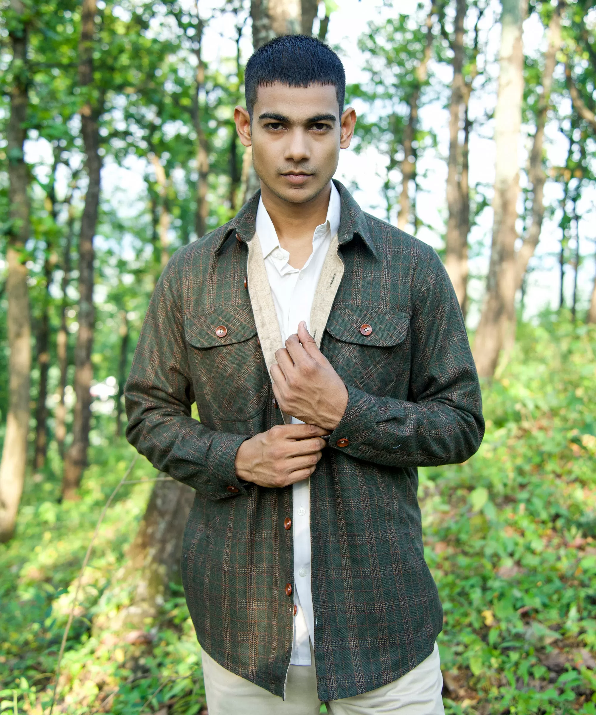 Olive Green Woollen Overshirt