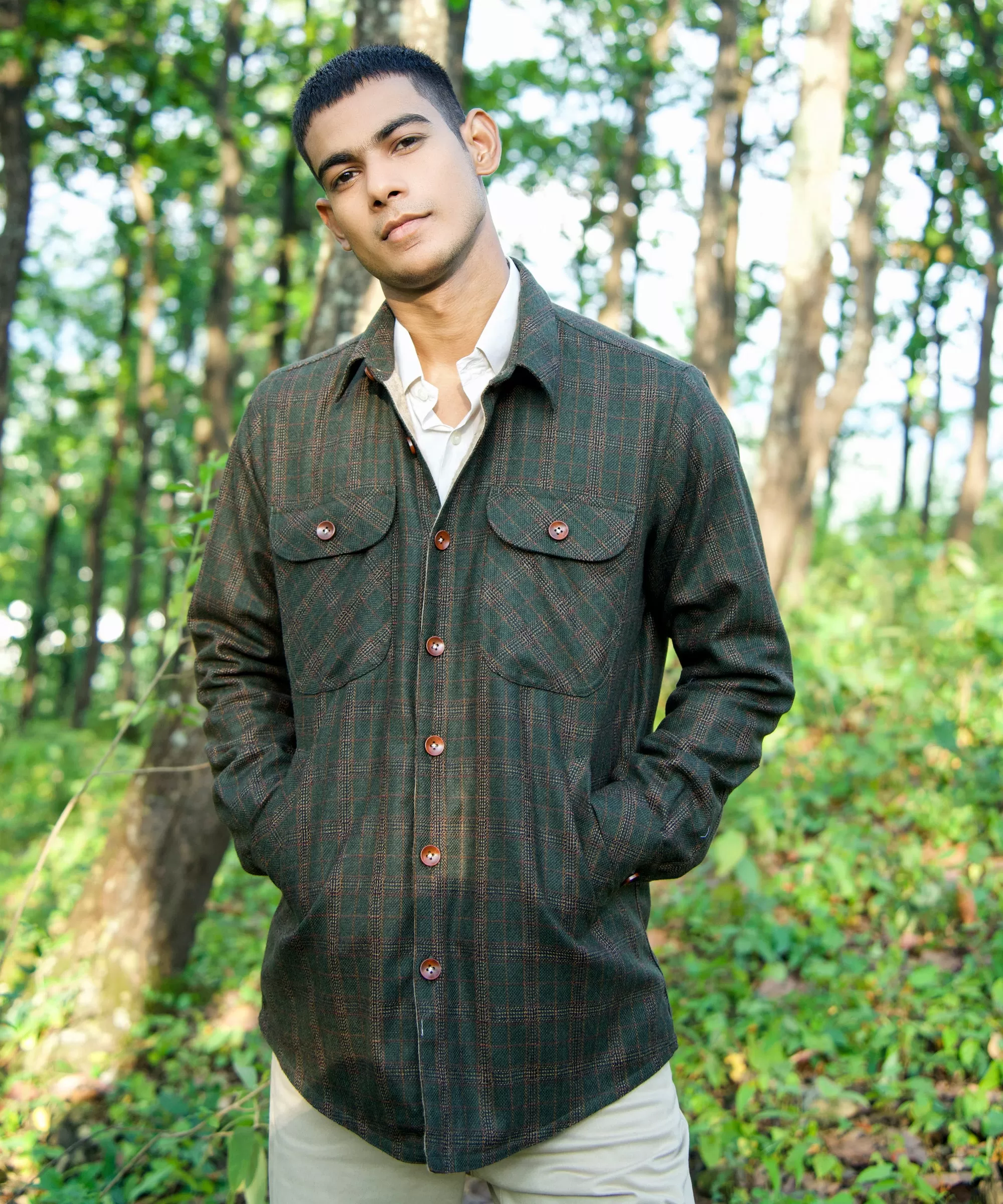 Olive Green Woollen Overshirt