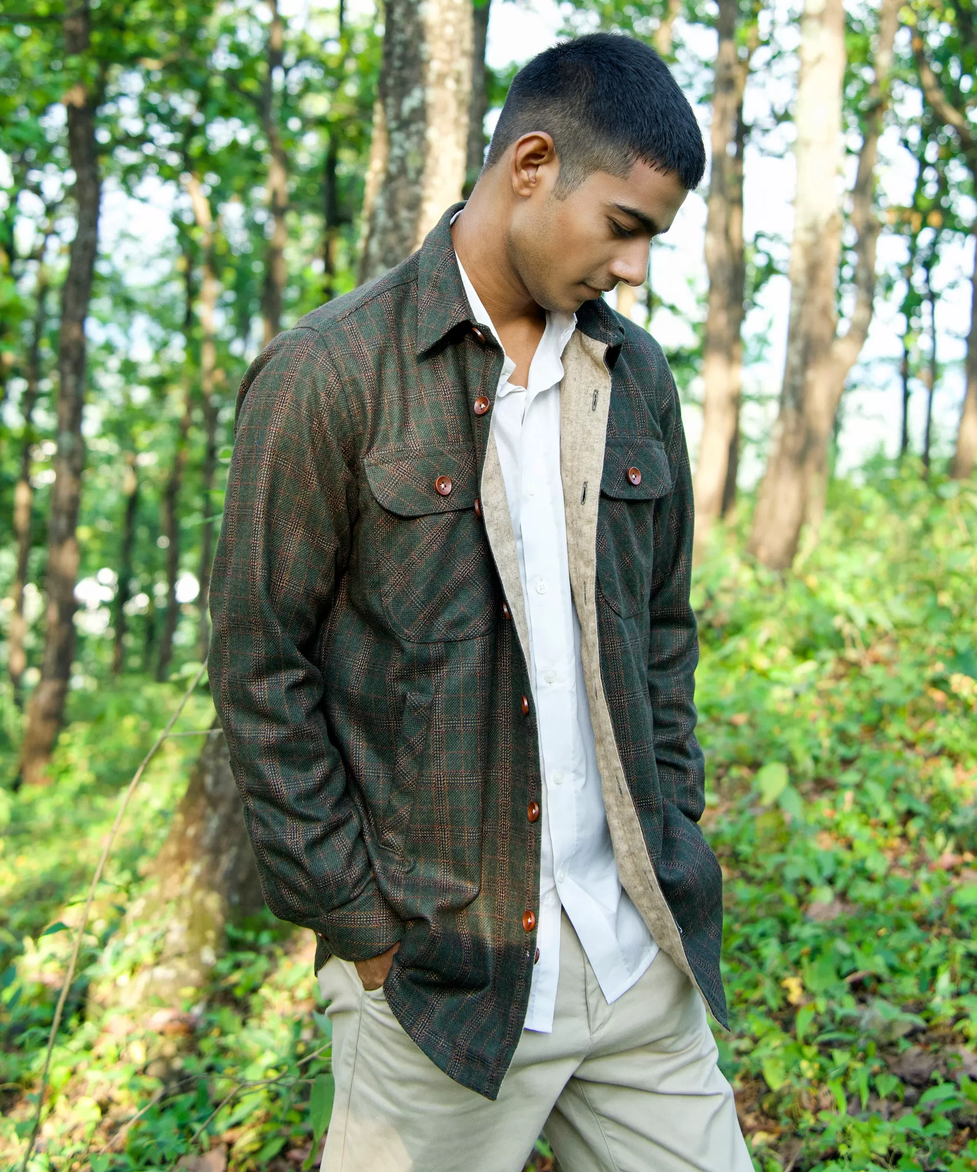 Olive Green Woollen Overshirt