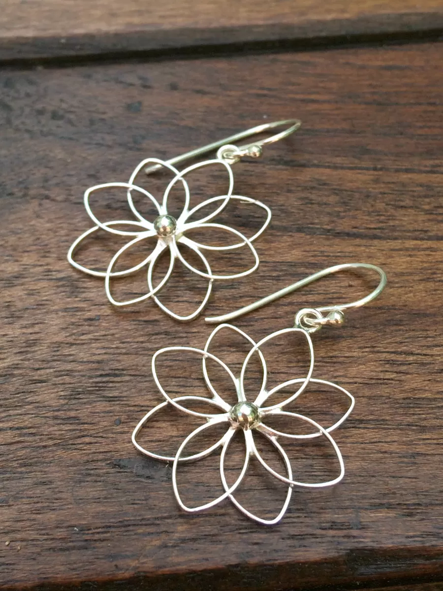 Open Flower Dangle Earrings