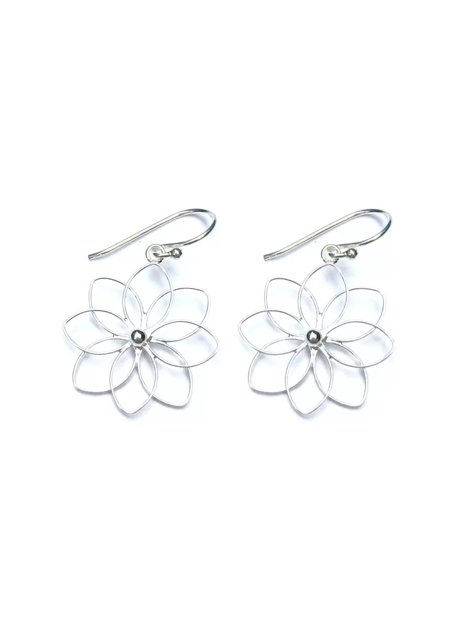 Open Flower Dangle Earrings