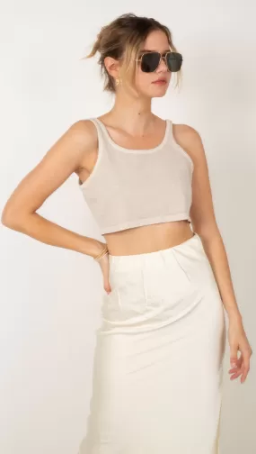 Oversized Crop Tank - Khaki