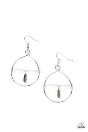 Paparazzi Free Bird Freedom - White Earrings