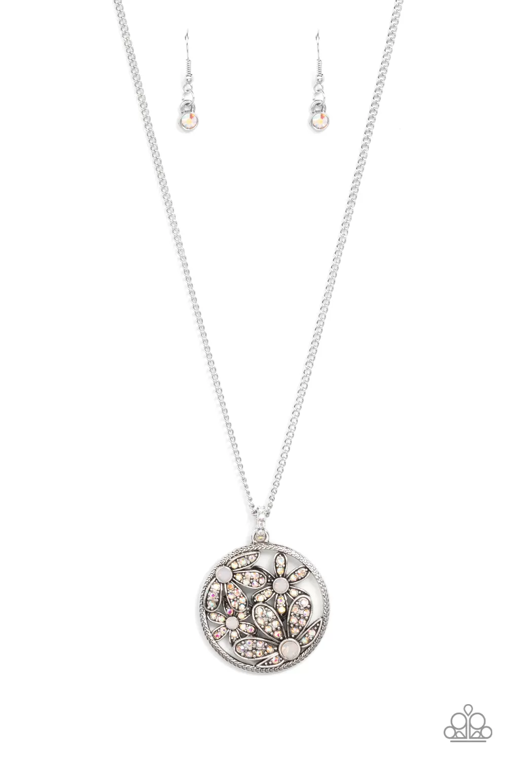 Paparazzi Glade Glamour - Multi Iridescent Floral Pendant Necklace