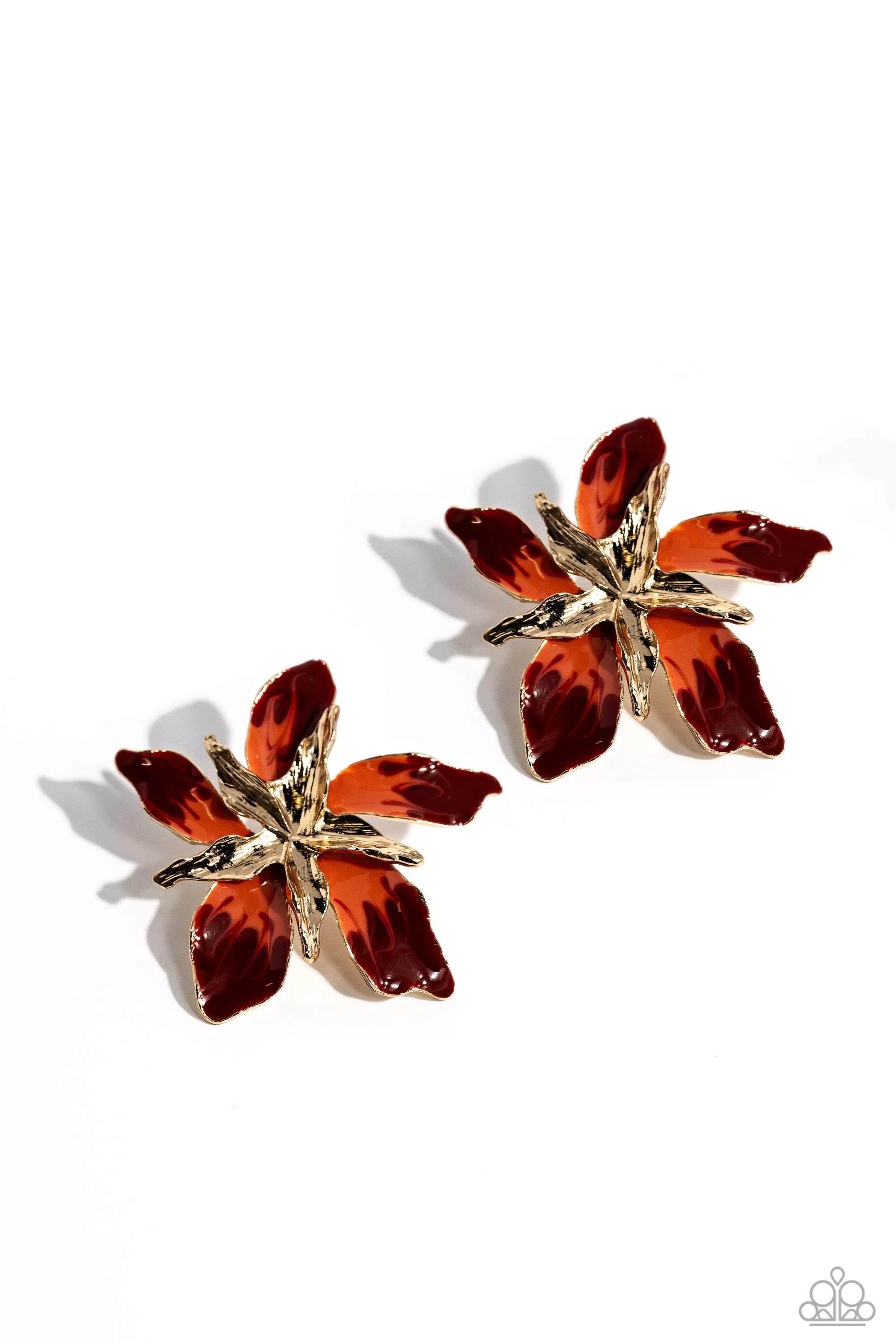 Paparazzi Warped Wallflower Red Post Earrings