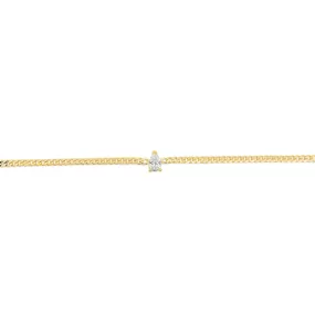 Pear Diamond and Curb Chain Bracelet