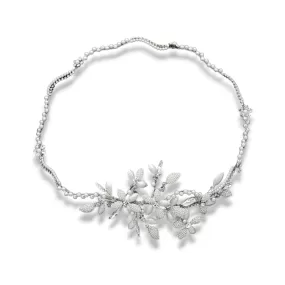 Pearled Petal Leaves Bridal Halo