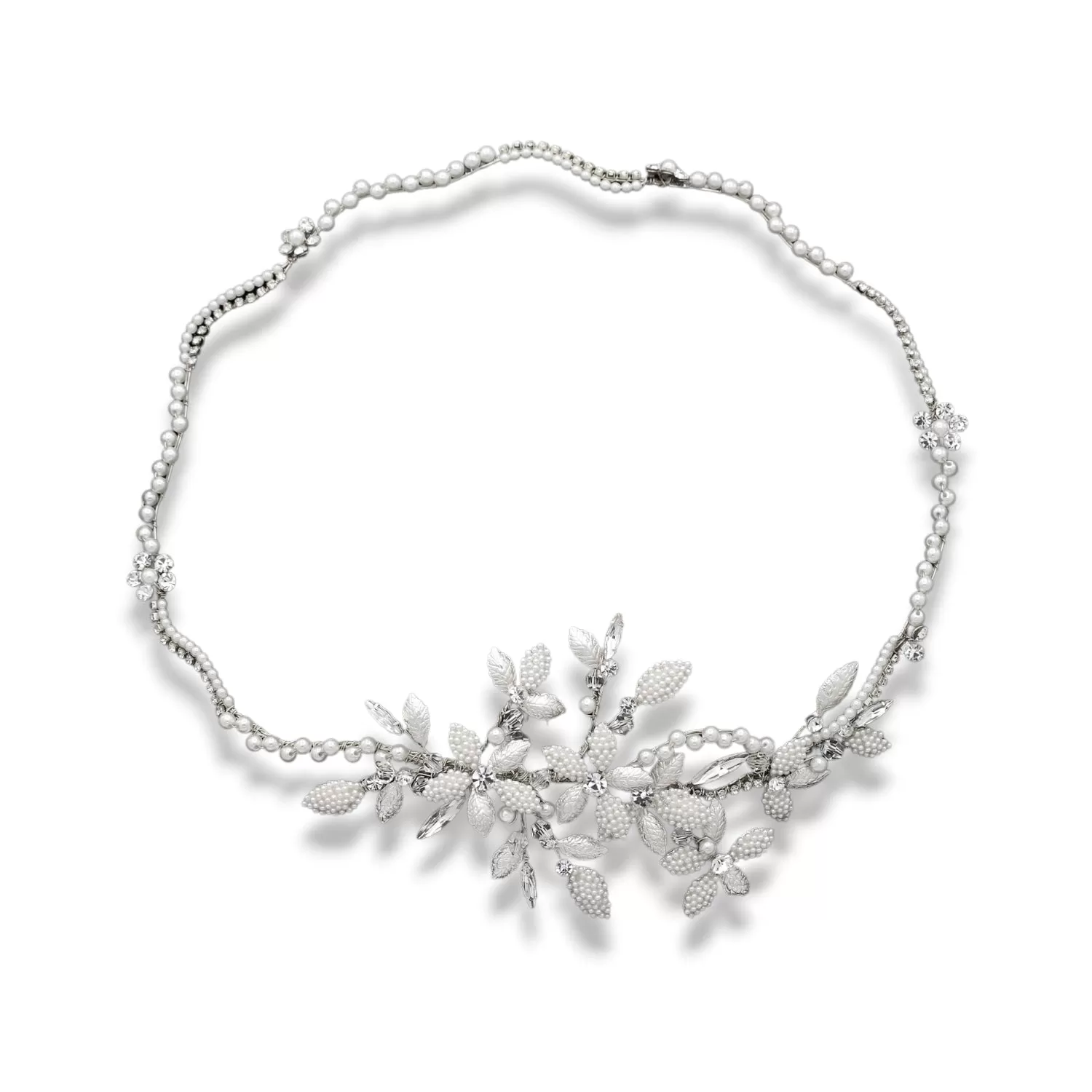 Pearled Petal Leaves Bridal Halo