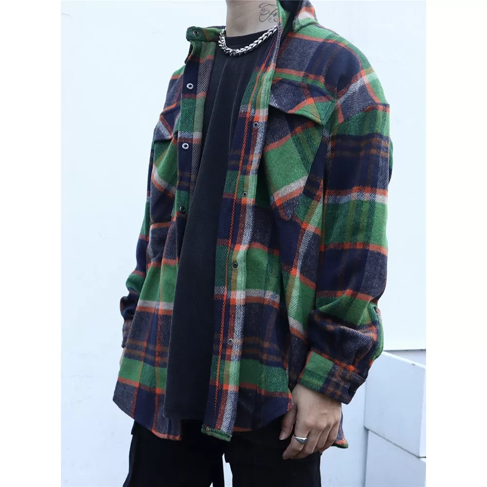 PLAID OVERSHIRT IN WOOLEN - GREEN