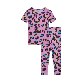 Posh Peanut - Short Sleeve Basic Pajama - Electric Leopard