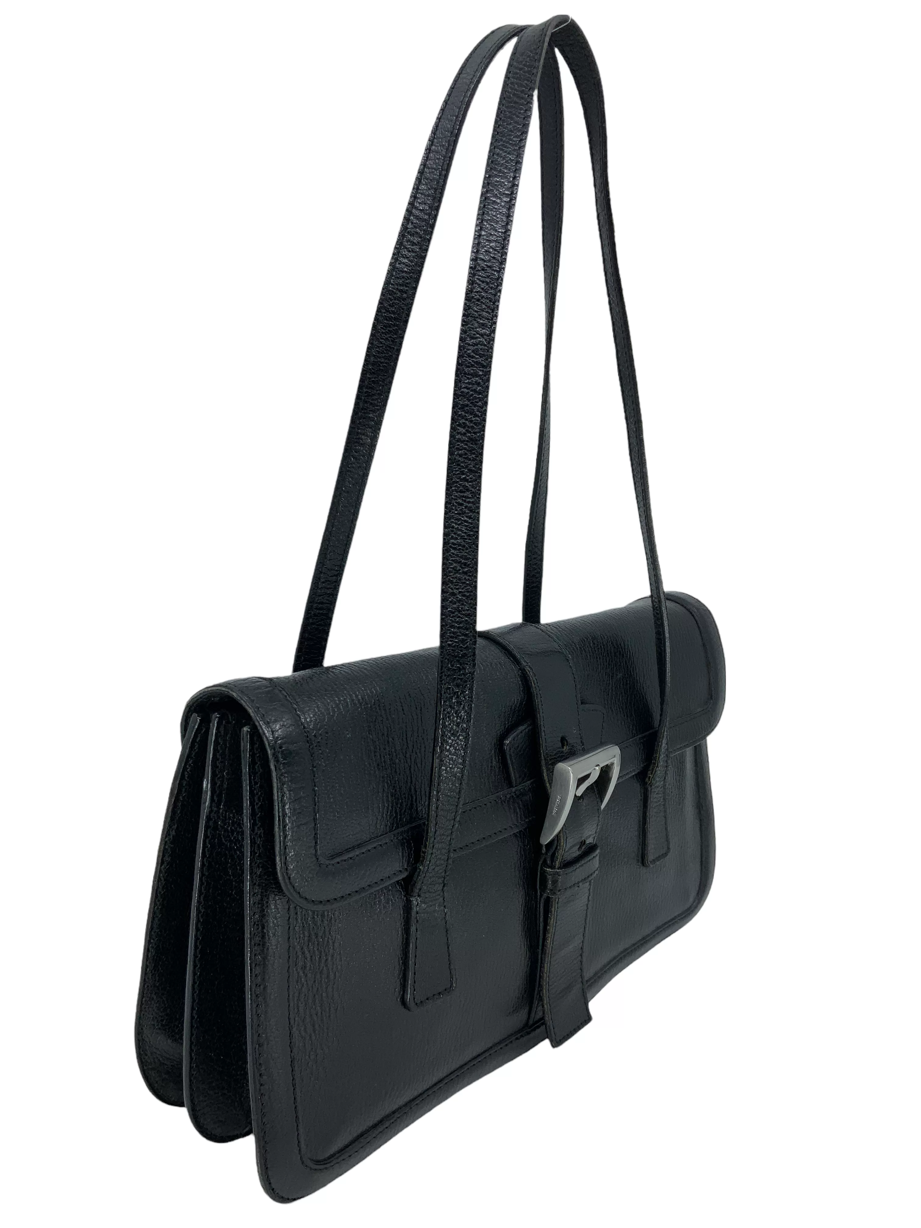 Prada Leather Buckled Flap Shoulder Bag