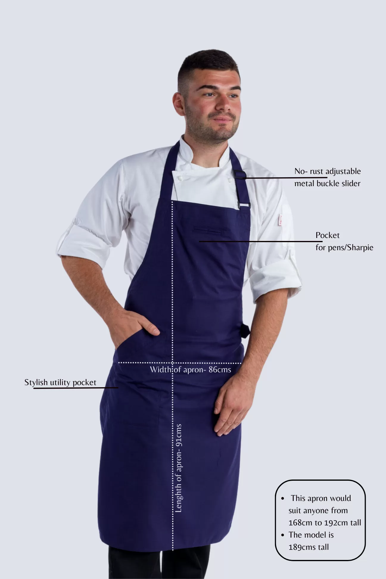 Press Strapless Navy Chef Apron