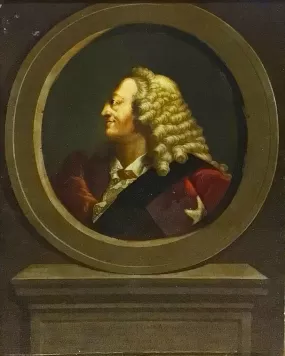 R. Houston, George II, Reverse Print on Glass ca. 1750