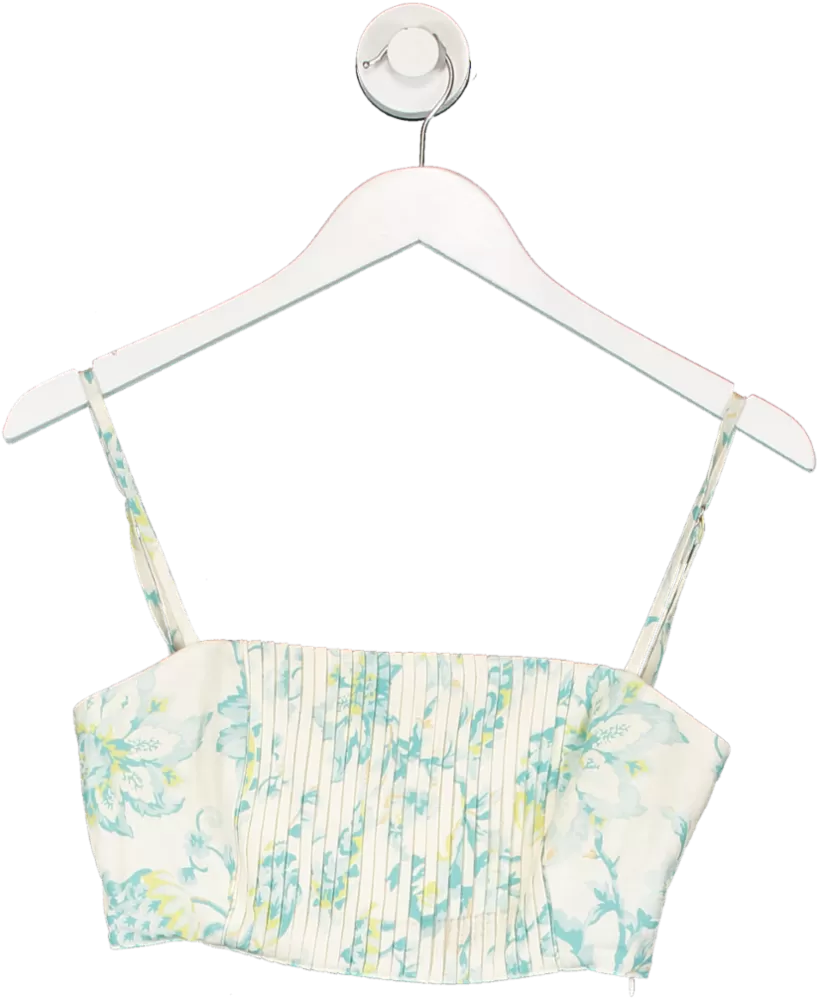 Rhythm Beige Smocked Floral Print Crop Top UK 8