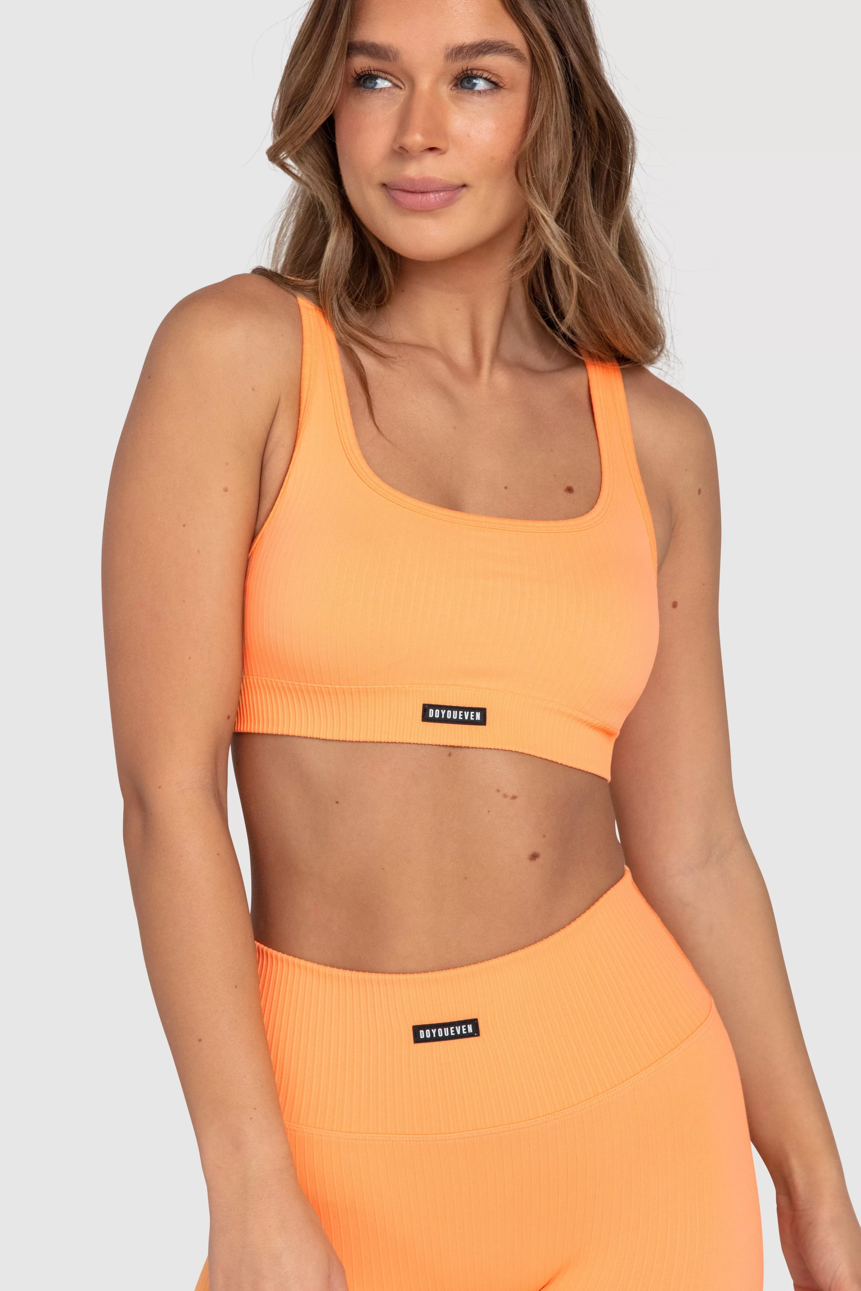 Ribbed Seamless Crop - Mango Orange