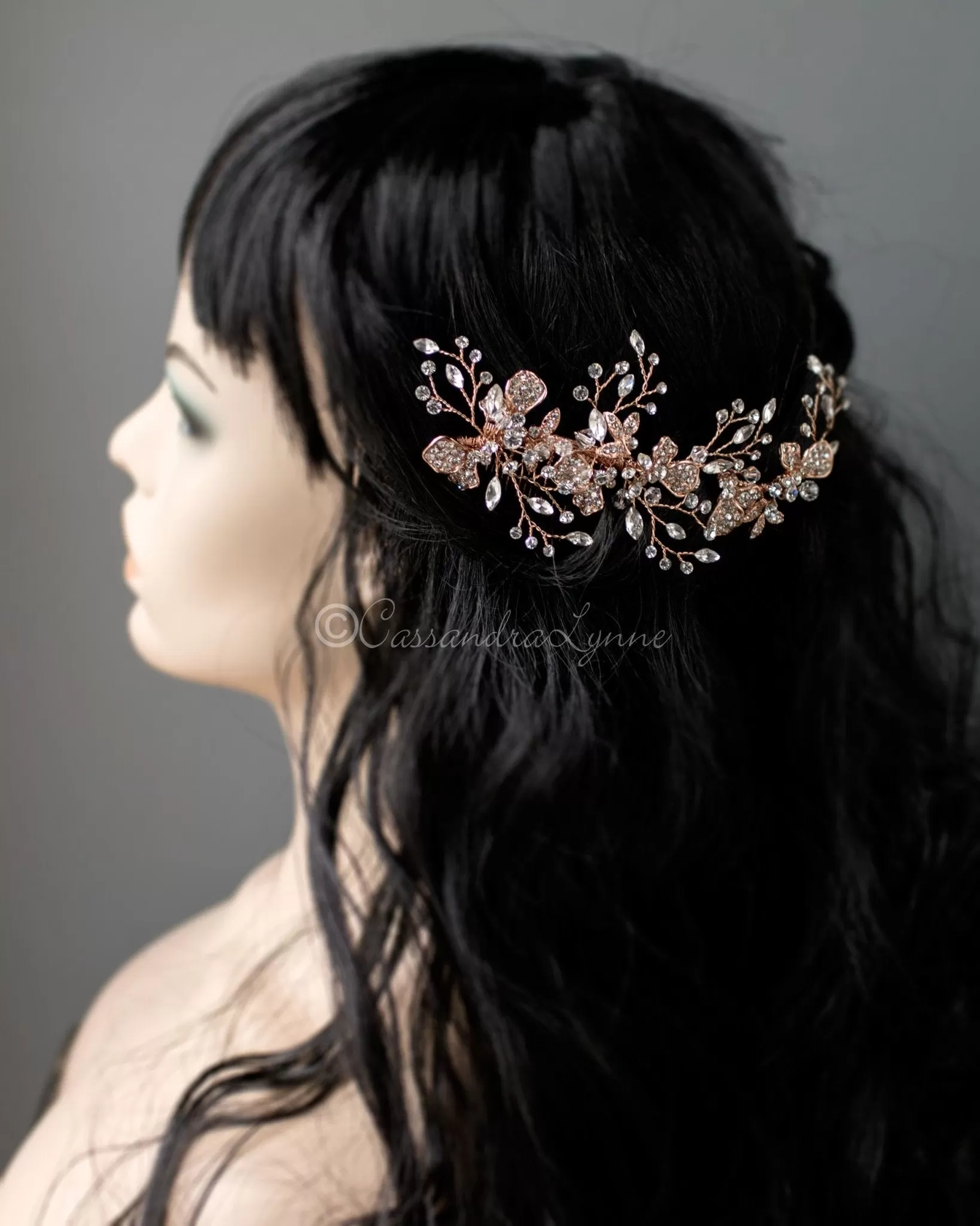 Rose Gold Crystal Wedding Hair Piece