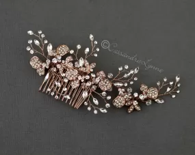 Rose Gold Crystal Wedding Hair Piece