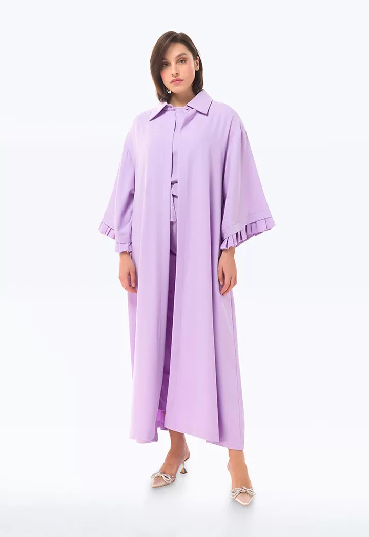 Ruffled Sleeve Solid Maxi Abaya