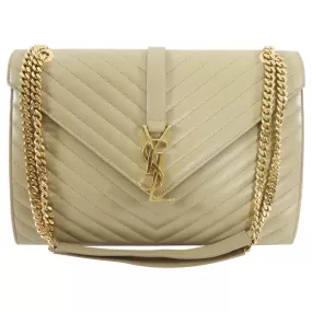 Saint Laurent Beige Chevron Envelope Flap Bag