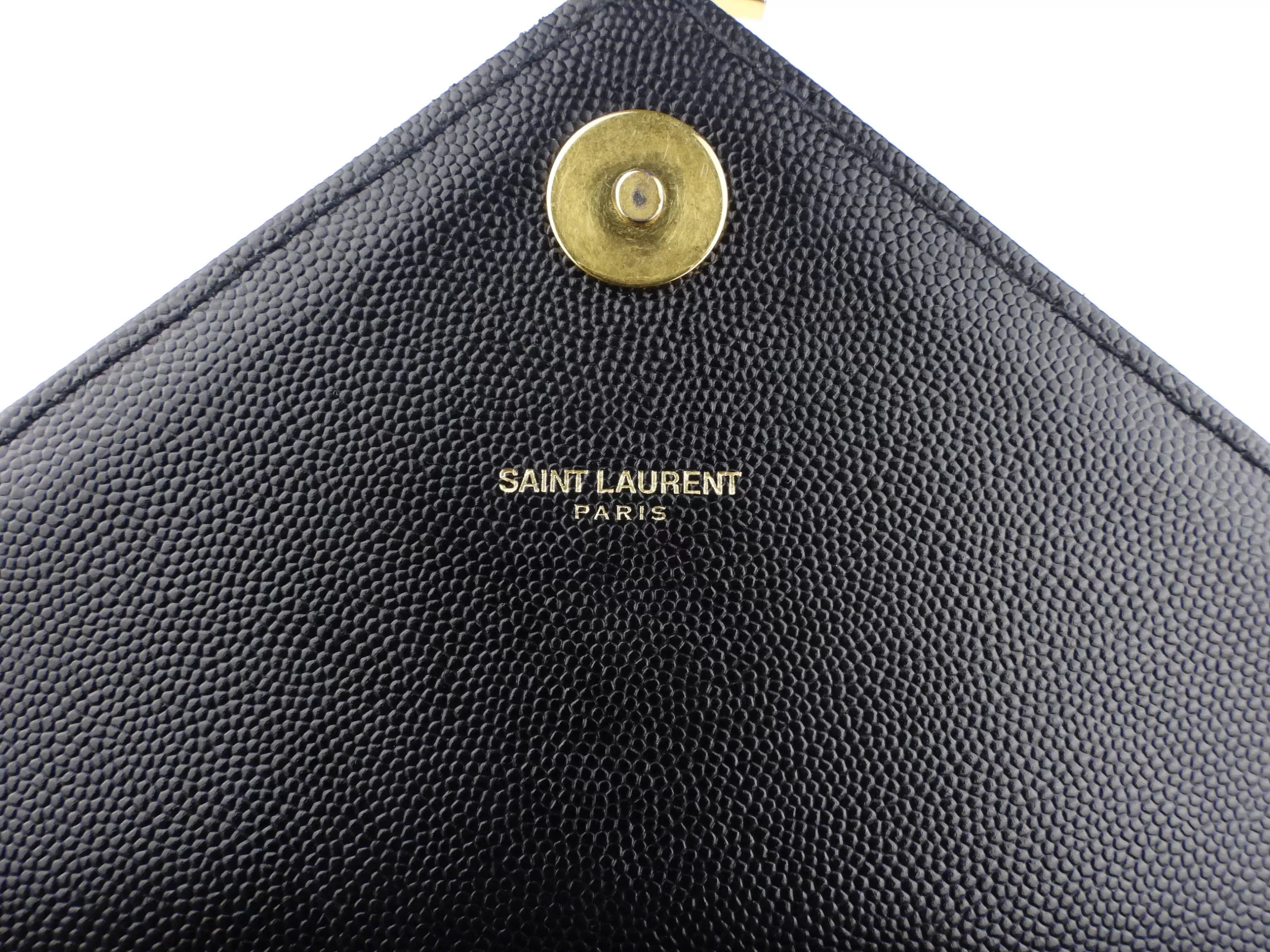 Saint Laurent Black Chevron Leather Large Envelope Flap Bag