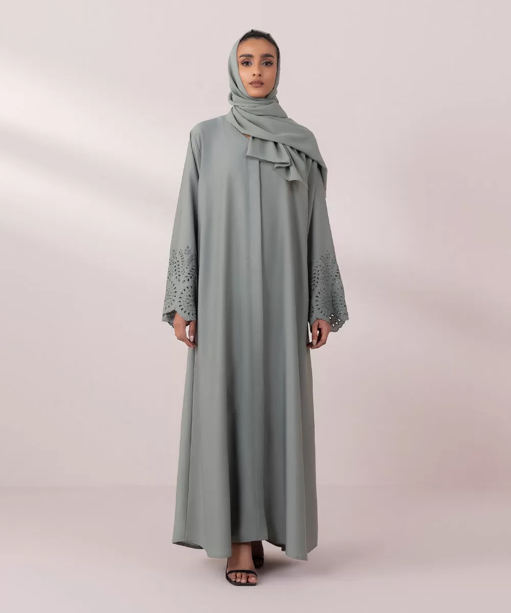 Schiffli Embroidered Abaya Set