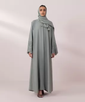 Schiffli Embroidered Abaya Set