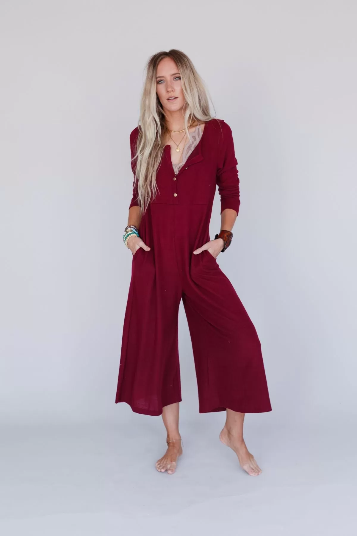 Simply Comfort Jumpsuit - Wine