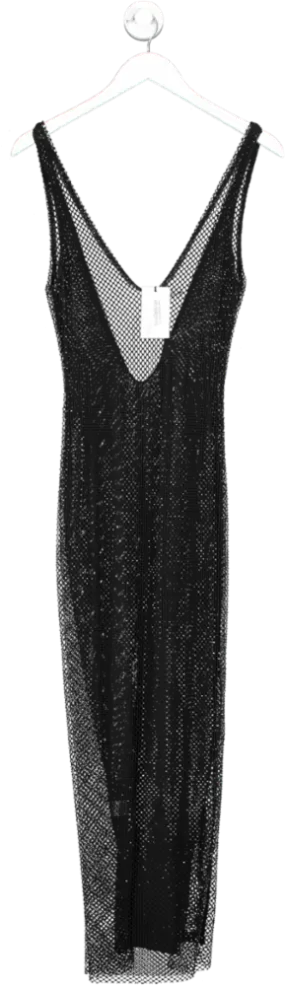 SLA the label Black Gigi Diamante Midi Dress UK XXS