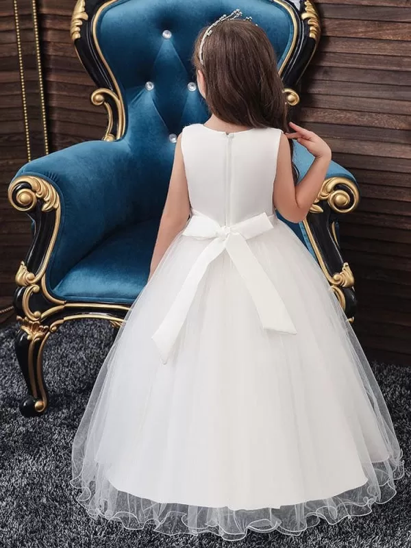 Sleeveless Ankle-Length Ball Gown Flower Girl Dresses Jewel Neck Formal Kids Pageant Dress