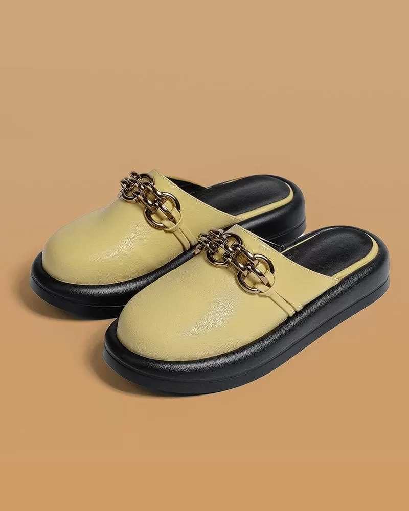 Soft Chic Chain Flat Slippers