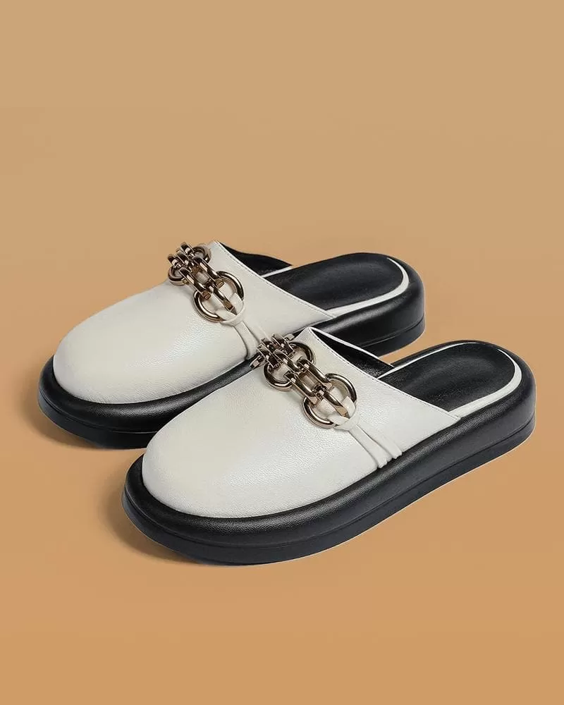 Soft Chic Chain Flat Slippers