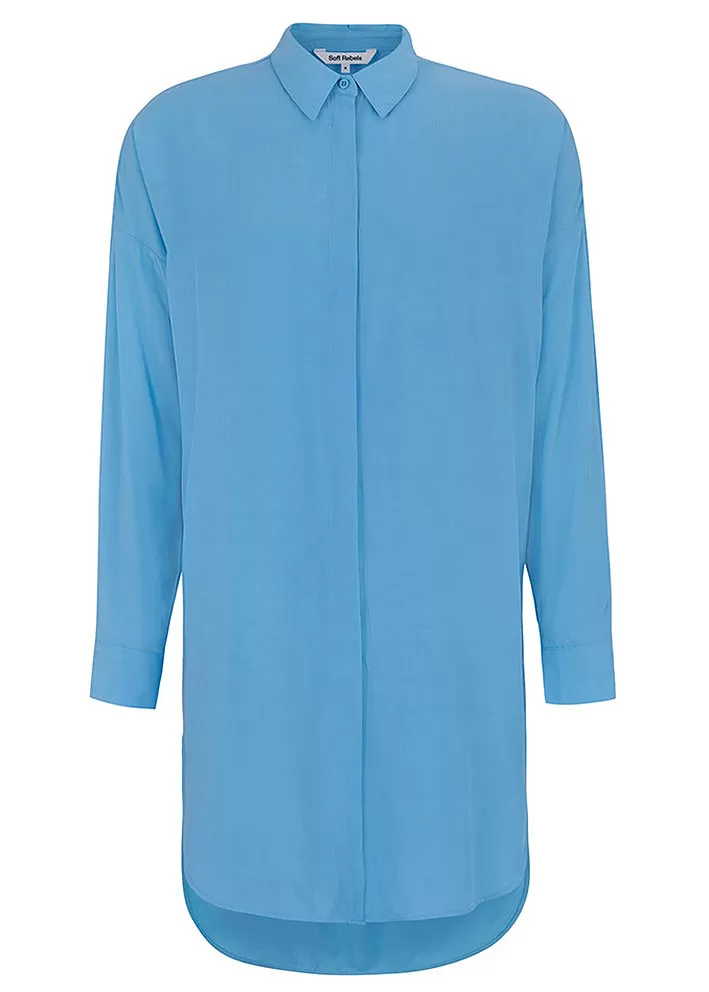 Soft Rebels Freedom Long Shirt SR420-758 Skjorte - Azure Blue