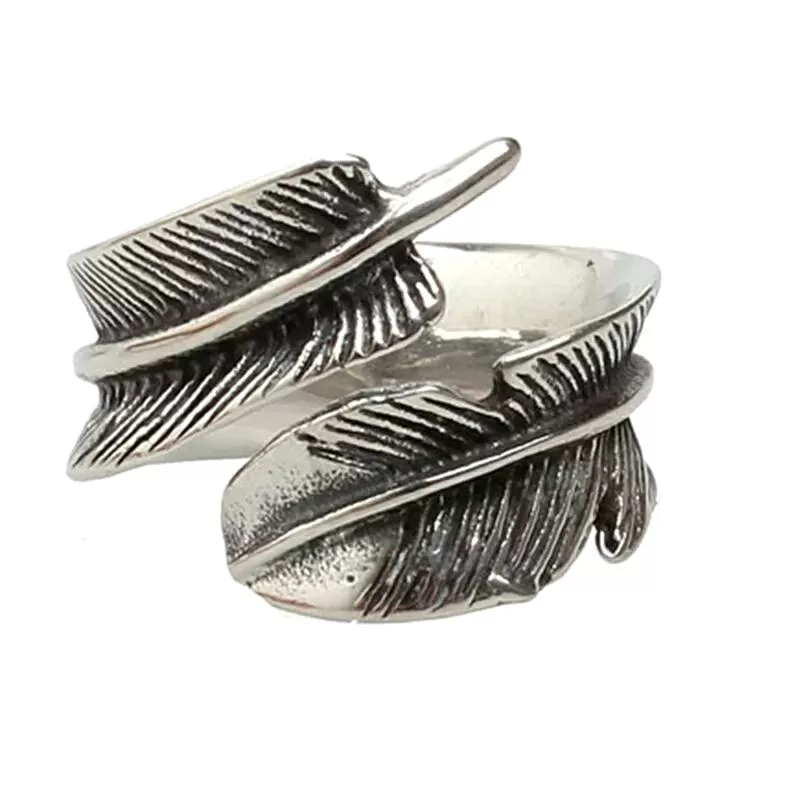 Stainless Steel Feather Ring