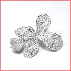 Sterling Pavé Flower Open Ring