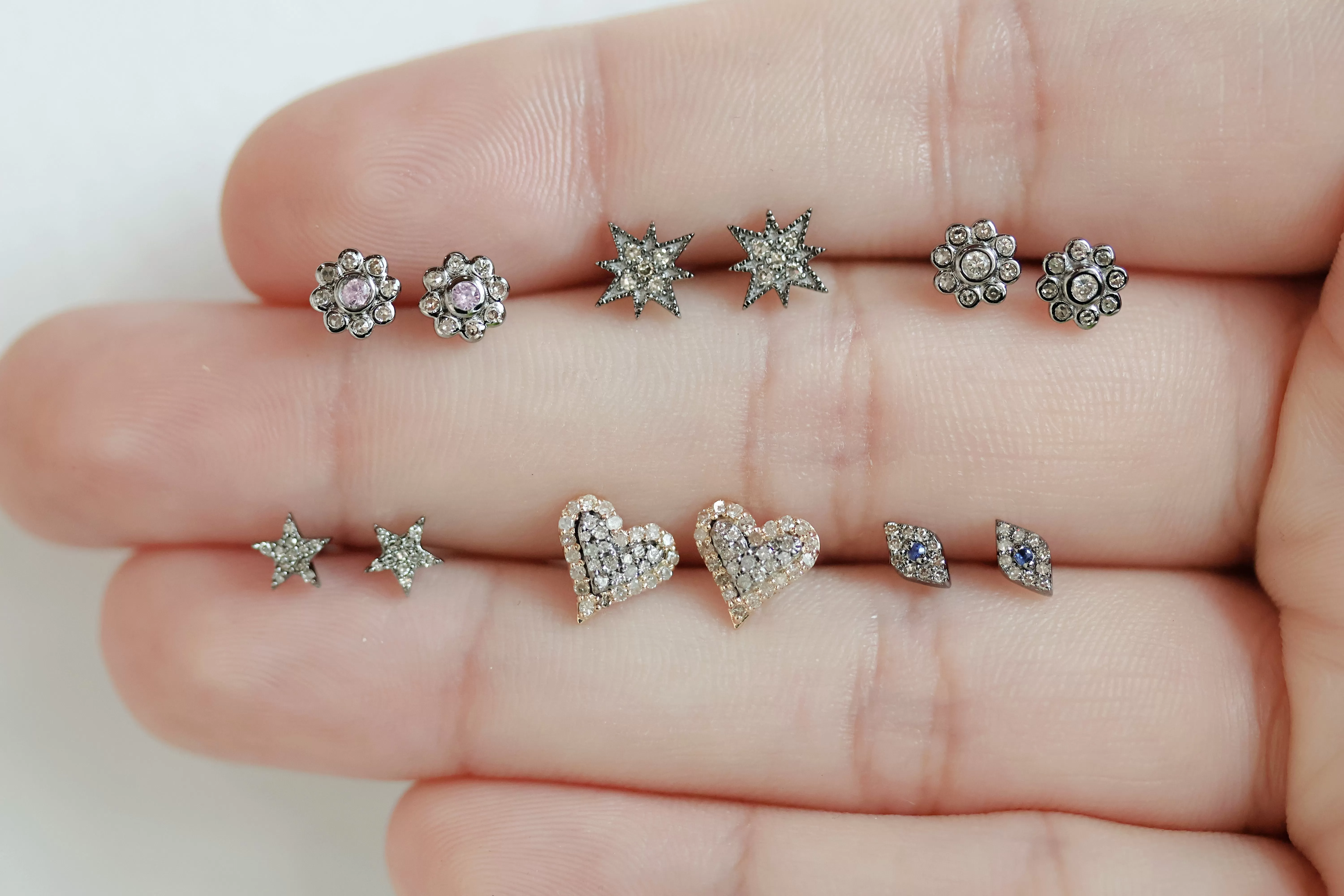 Sterling Silver Diamond Flower Studs