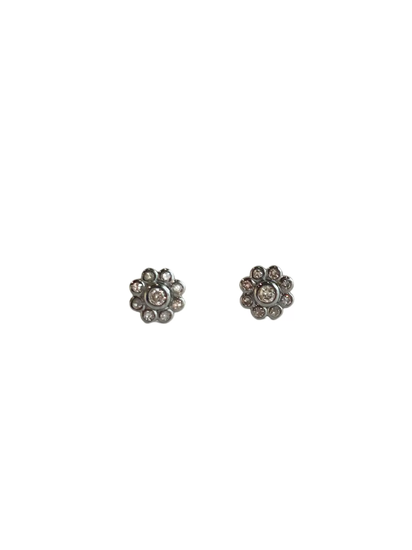 Sterling Silver Diamond Flower Studs