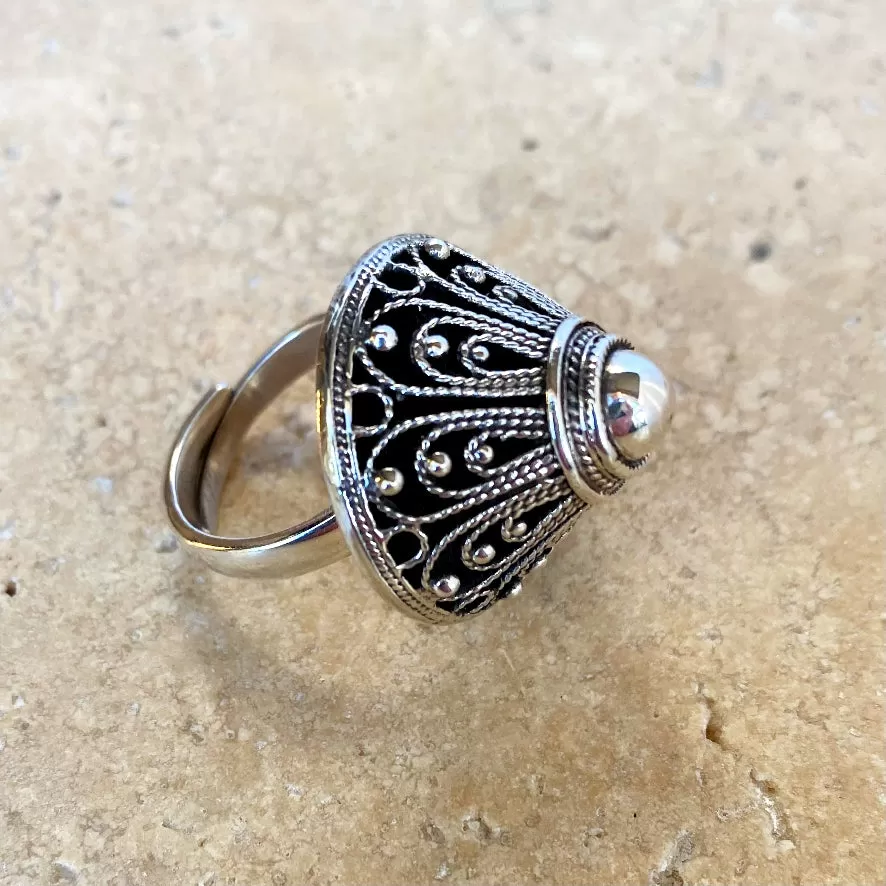 Sterling Silver Filigree Cone Ring - 01