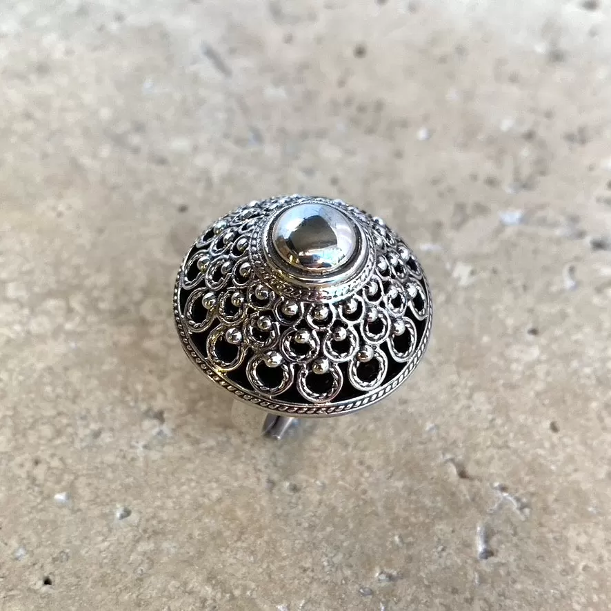 Sterling Silver Filigree Cone Ring - 02