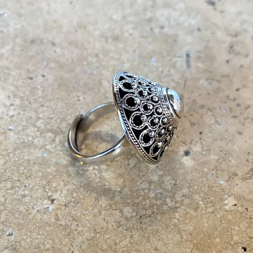 Sterling Silver Filigree Cone Ring - 02