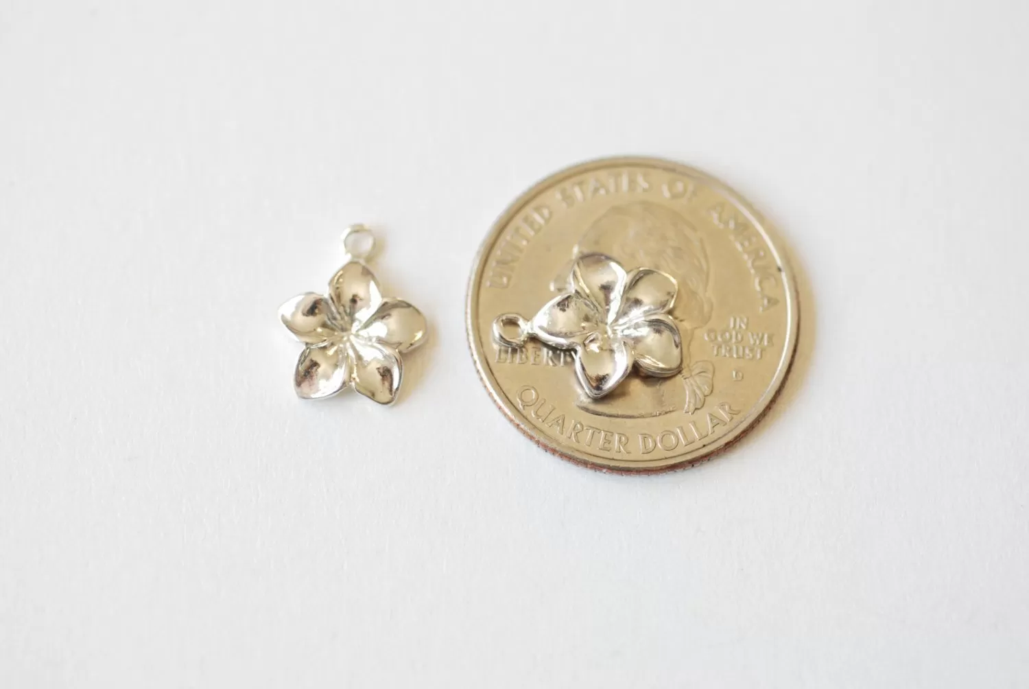 Sterling Silver Wholesale Plumeria Hawaiian Flower Charm - 925 silver, tropical flower pendant, Small Hibiscus Plumeria Charm, Silver Hawaiian Flower