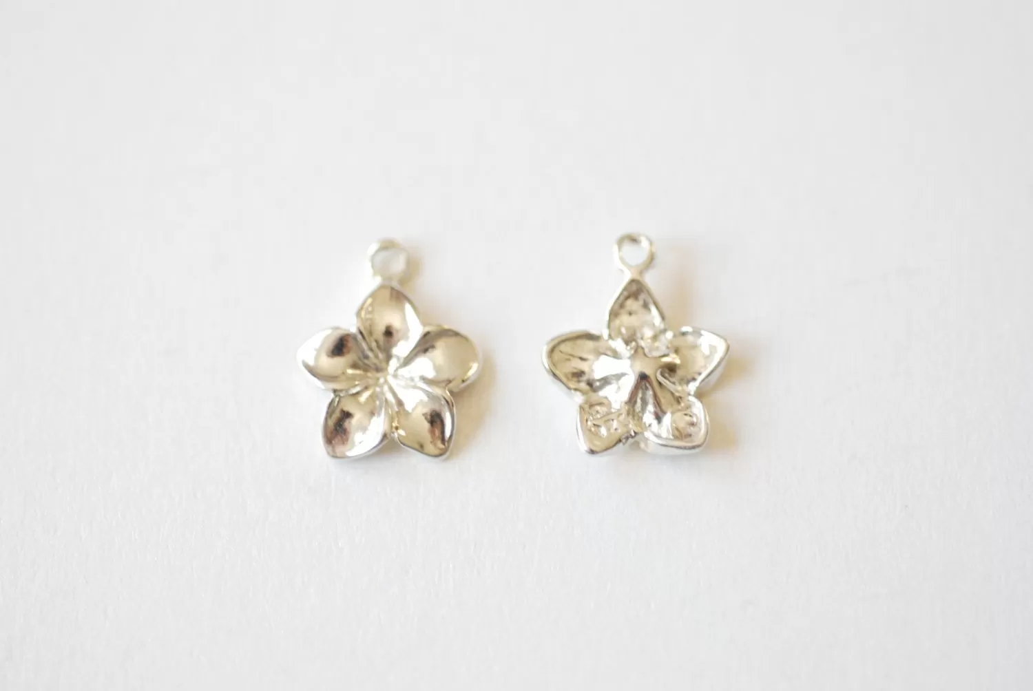 Sterling Silver Wholesale Plumeria Hawaiian Flower Charm - 925 silver, tropical flower pendant, Small Hibiscus Plumeria Charm, Silver Hawaiian Flower