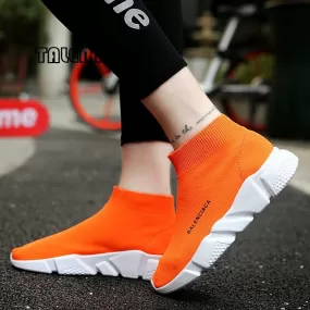 Summer Orange Knit Sock Sneakers