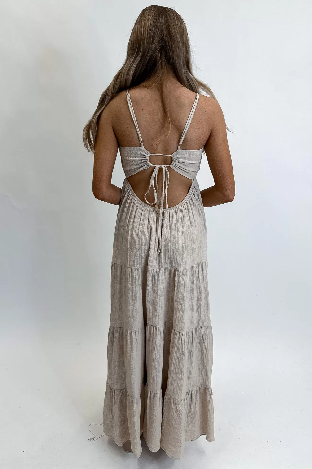 Summer Tiered Maxi Dress Beige