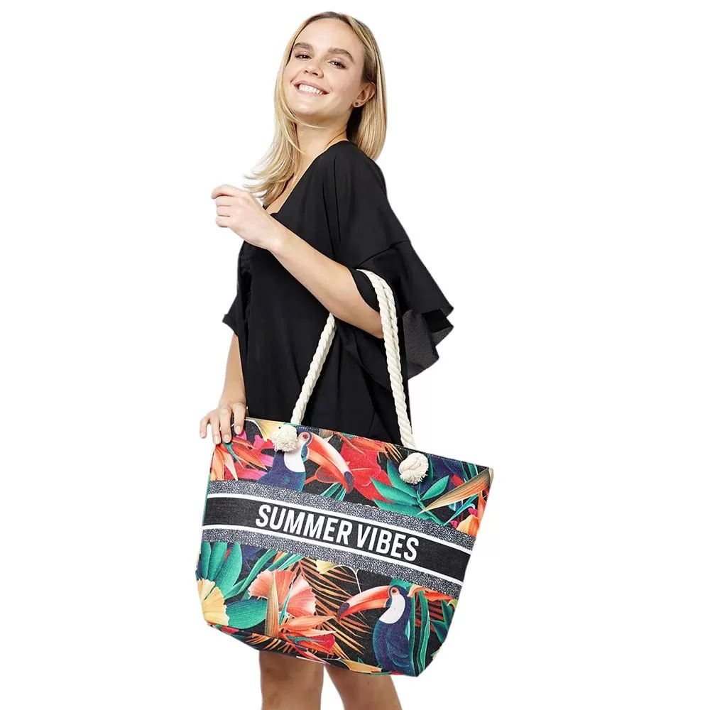 SUMMER VIBES Message Tropical Beach Bag Tote Bag