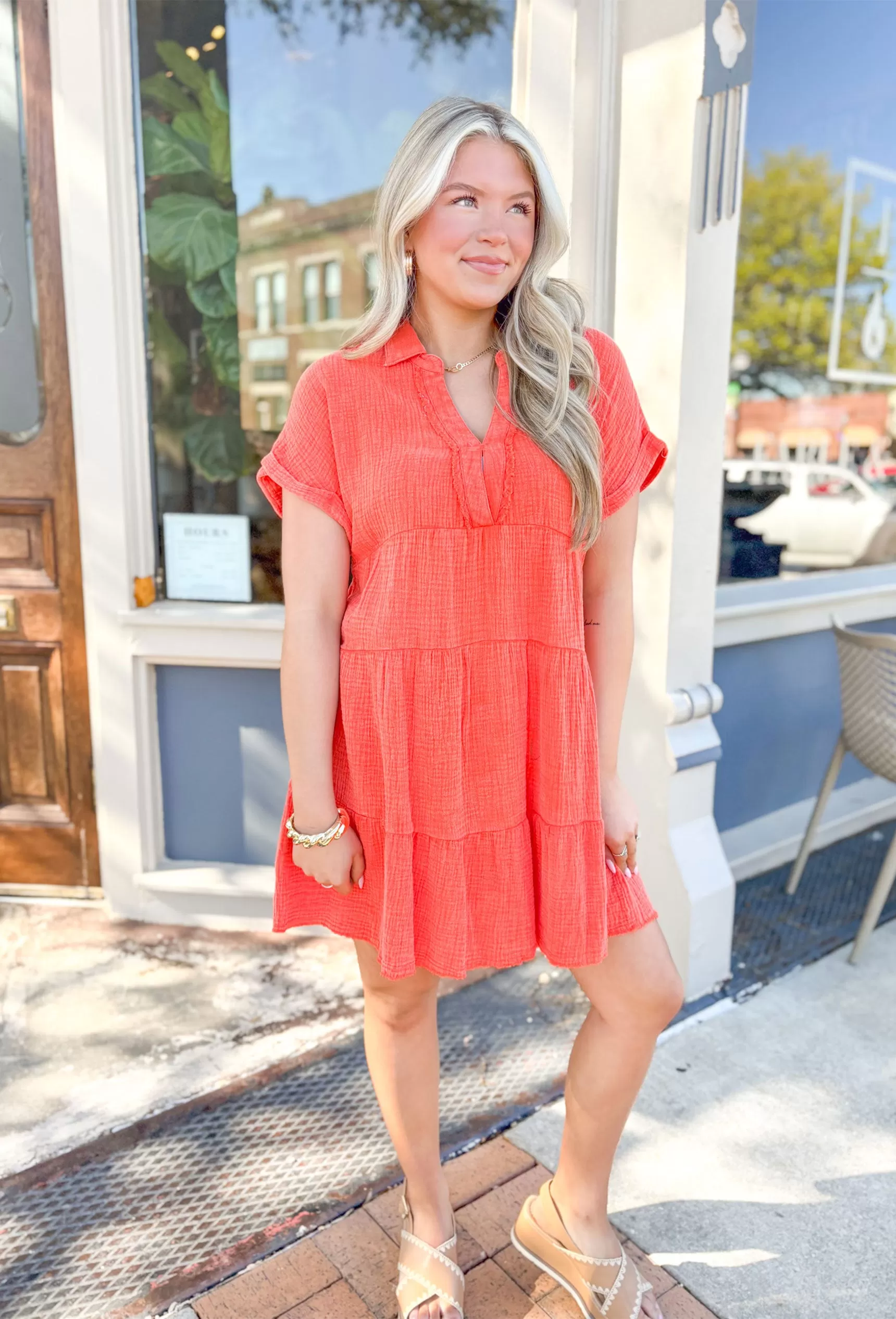 Sunny Days Dress in Tangerine