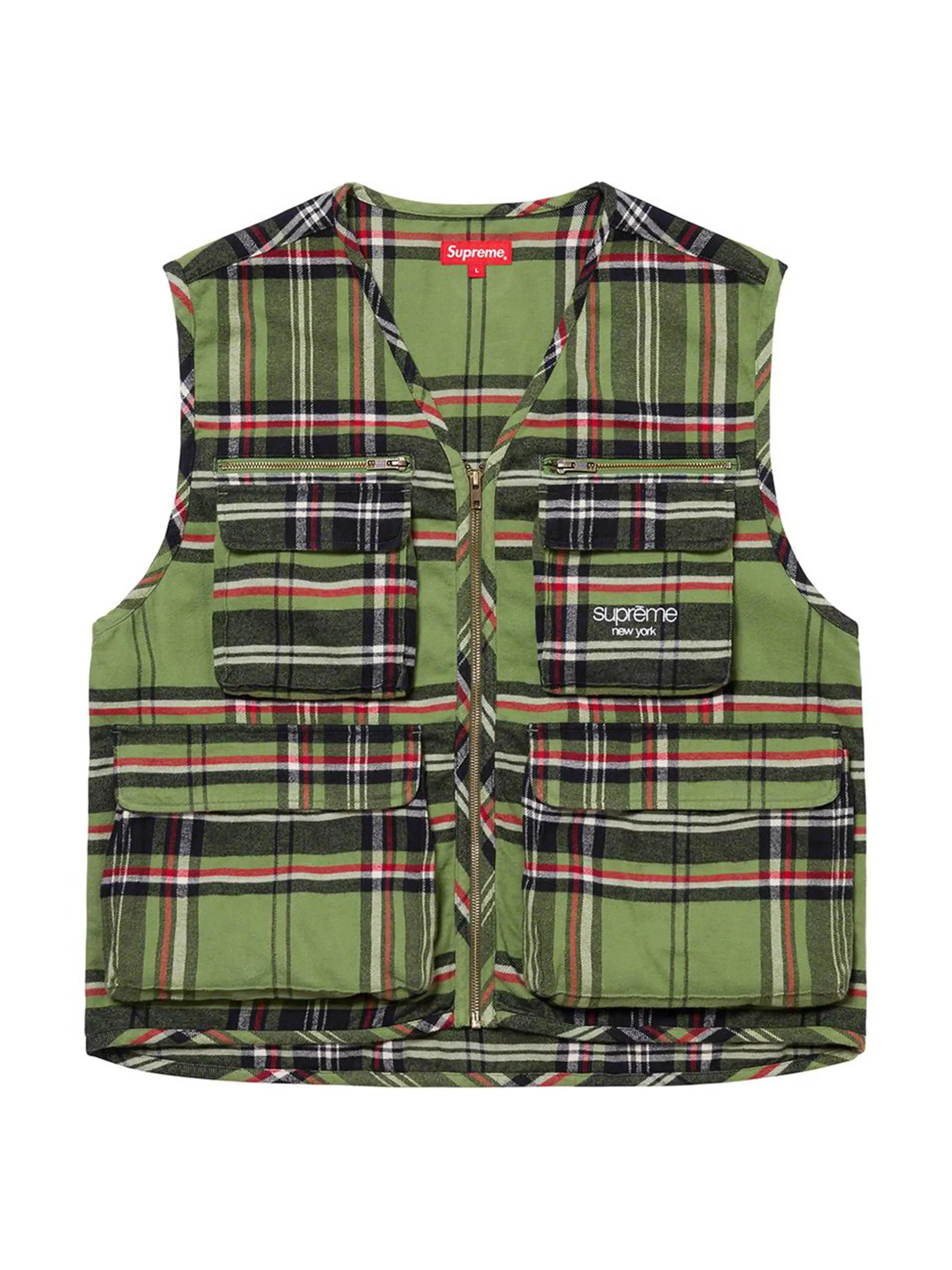 Supreme Tartan Flannel Cargo Vest Green [FW20]