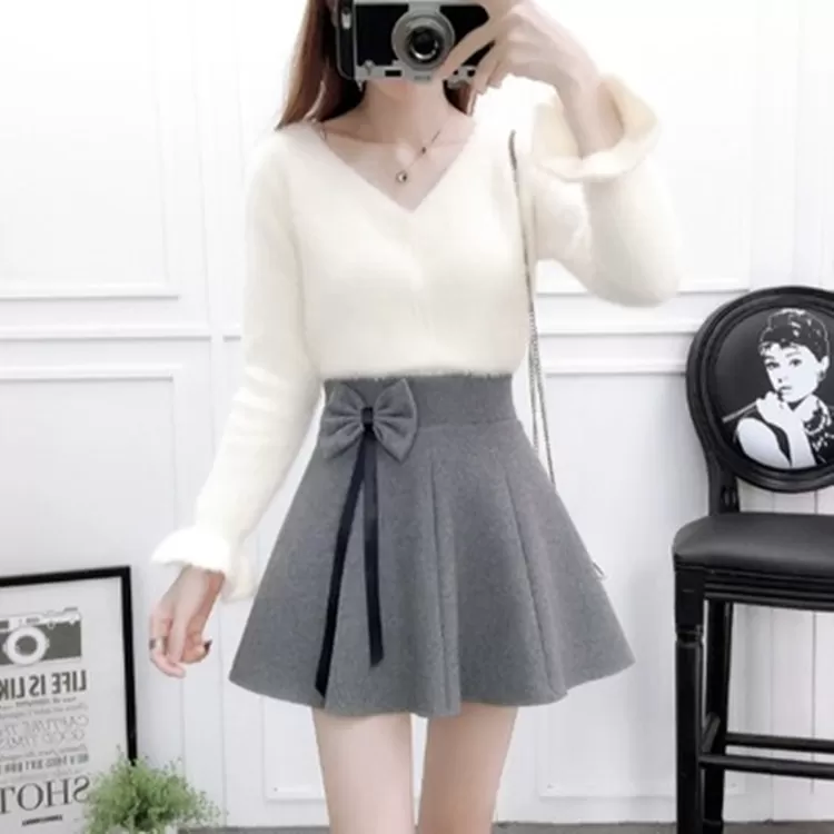 Sweet Woolen Skirt / Sweater AD12827